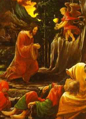 Christus am �lberg. Albrecht Altdorfer (Altar in St. Florian, 1515) - Rilke h�tte den Engel weggelassen